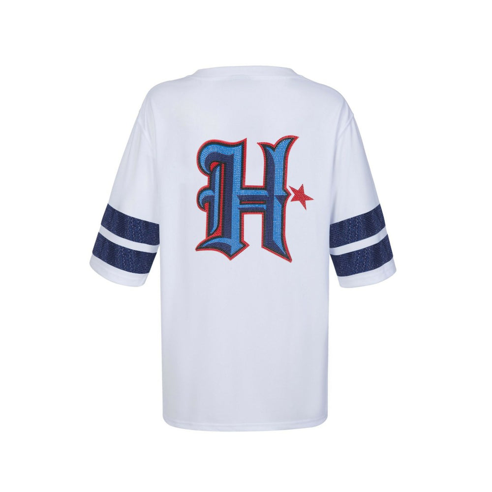 Houston Texans Cuce Women's Rhinestone V-Neck Tunic White