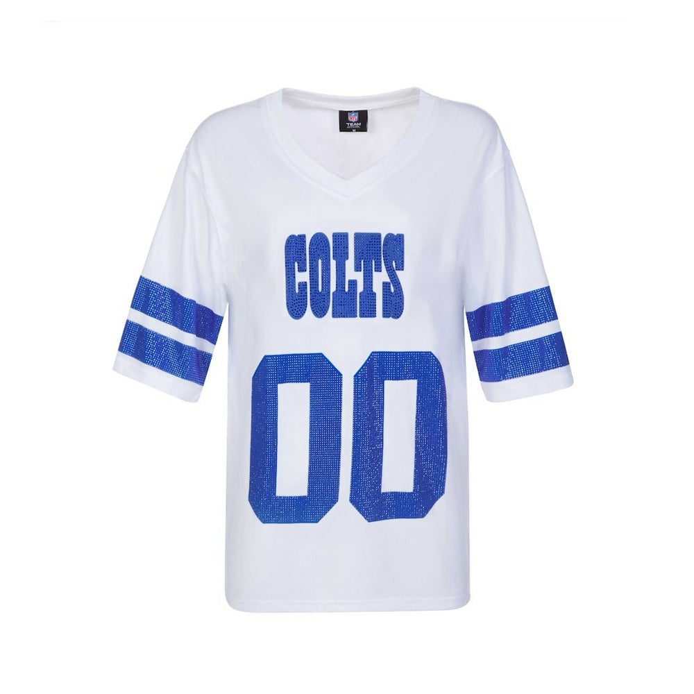 Indianapolis Colts Cuce Women's Rhinestone V-Neck Tunic White