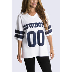 Dallas Cowboys Cuce Women's Rhinestone V-Neck Tunic White