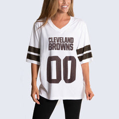 Cleveland Browns Cuce Women's Rhinestone V-Neck Tunic White
