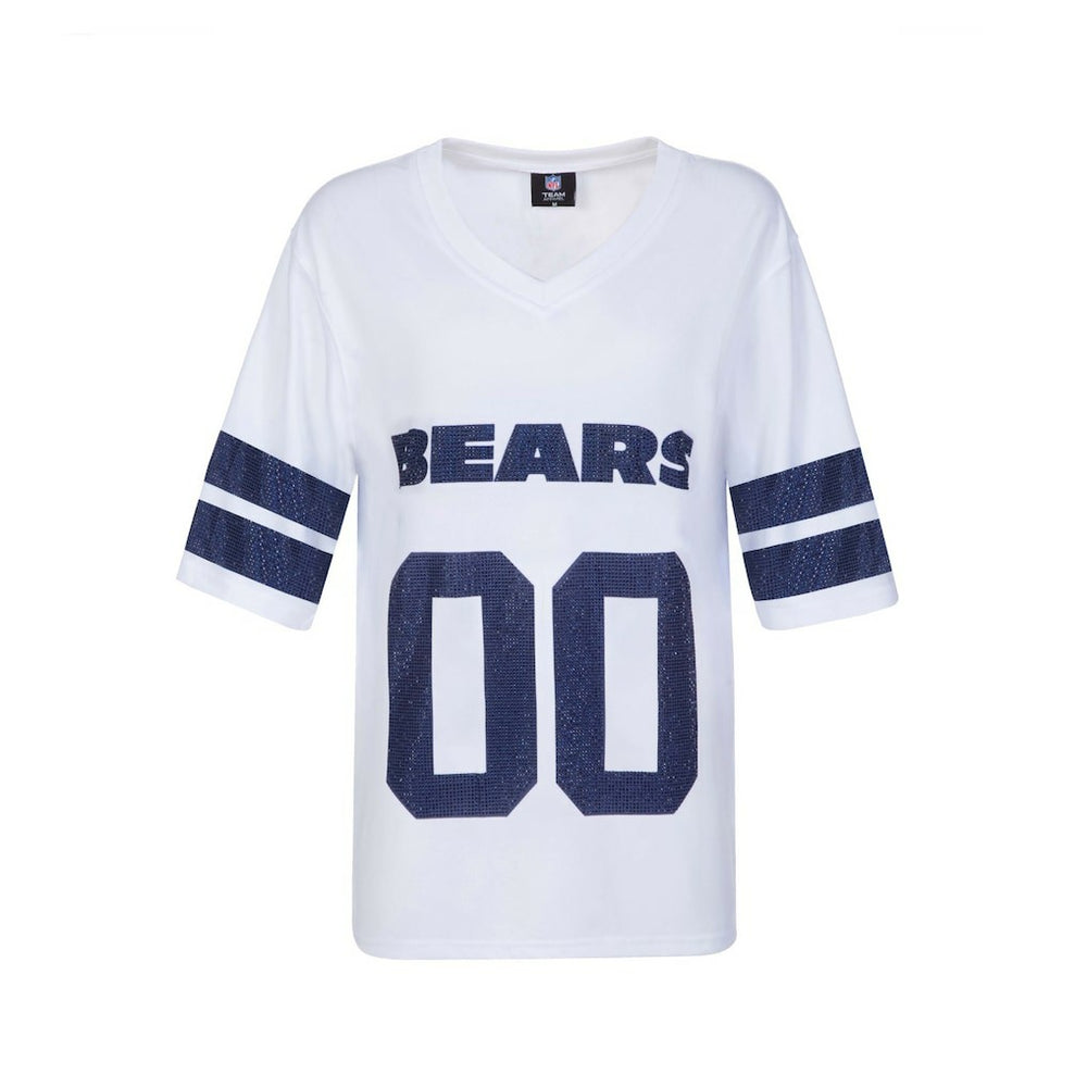 Chicago Bears Cuce Women's Rhinestone V-Neck Tunic White