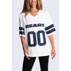 Chicago Bears Cuce Women's Rhinestone V-Neck Tunic White