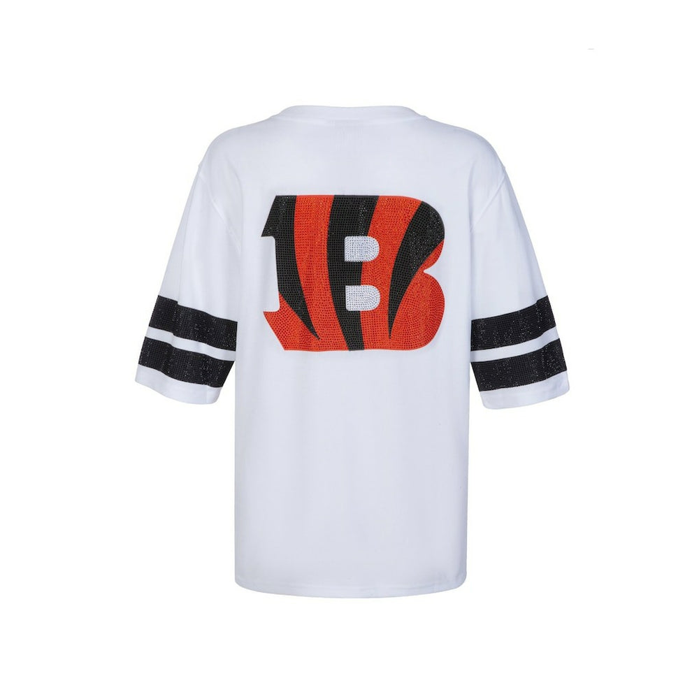 Cincinnati Bengals Cuce Women's Rhinestone V-Neck Tunic White