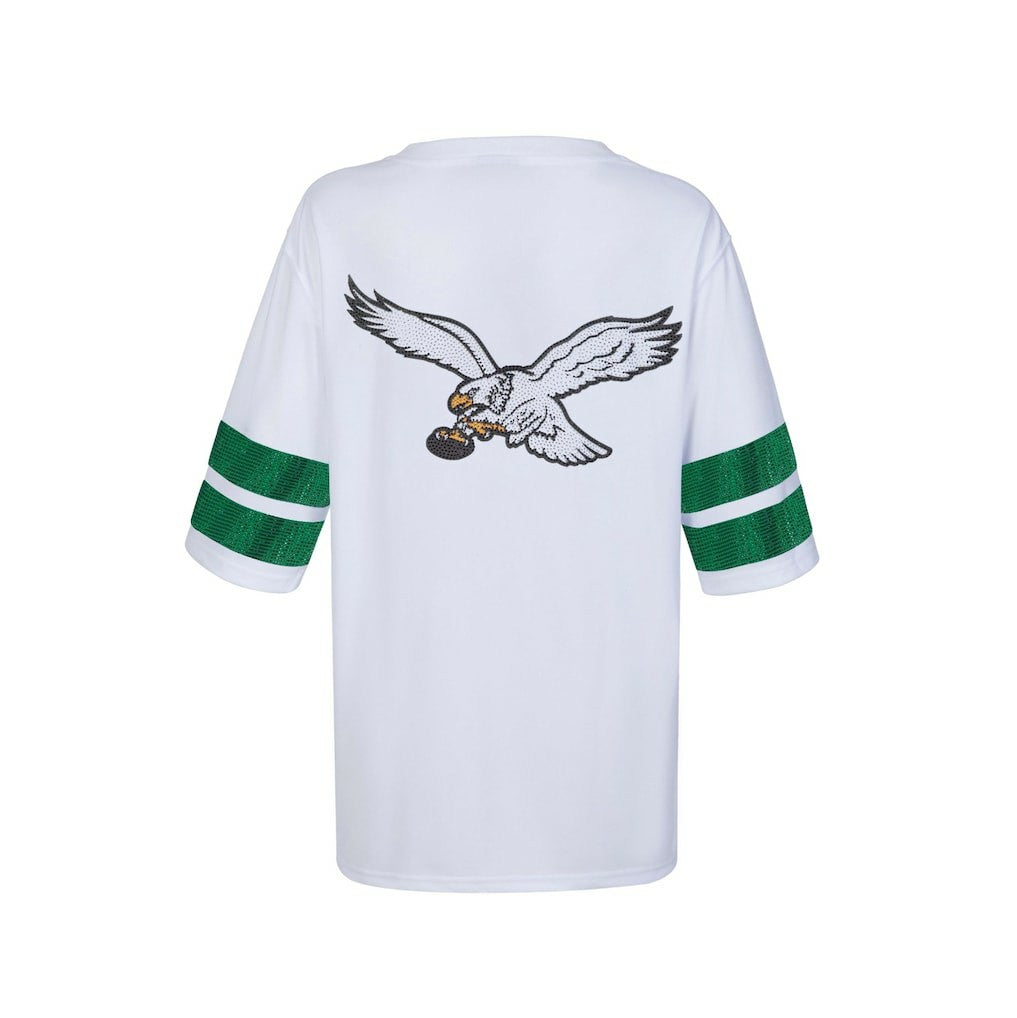 Philadelphia Eagles Cuce Women's Rhinestone V-Neck Tunic White