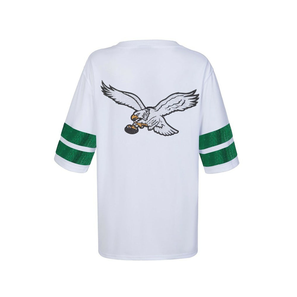 Philadelphia Eagles Cuce Women's Rhinestone V-Neck Tunic White