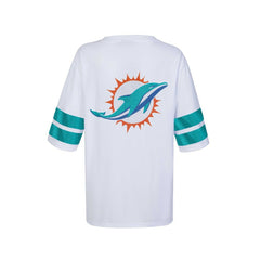 Miami Dolphins Cuce Women's Rhinestone V-Neck Tunic White