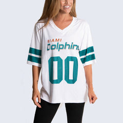 Miami Dolphins Cuce Women's Rhinestone V-Neck Tunic White