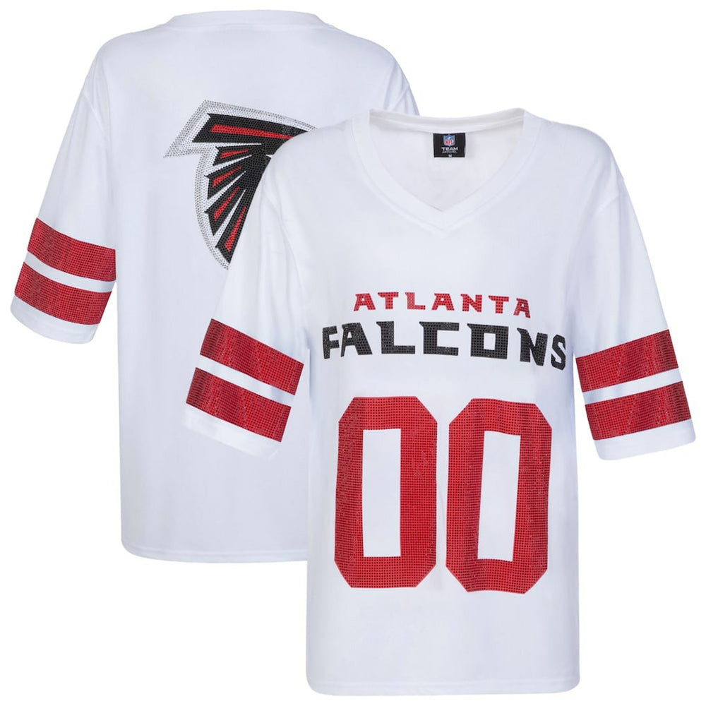 Atlanta Falcons Cuce Women's Rhinestone V-Neck Tunic White