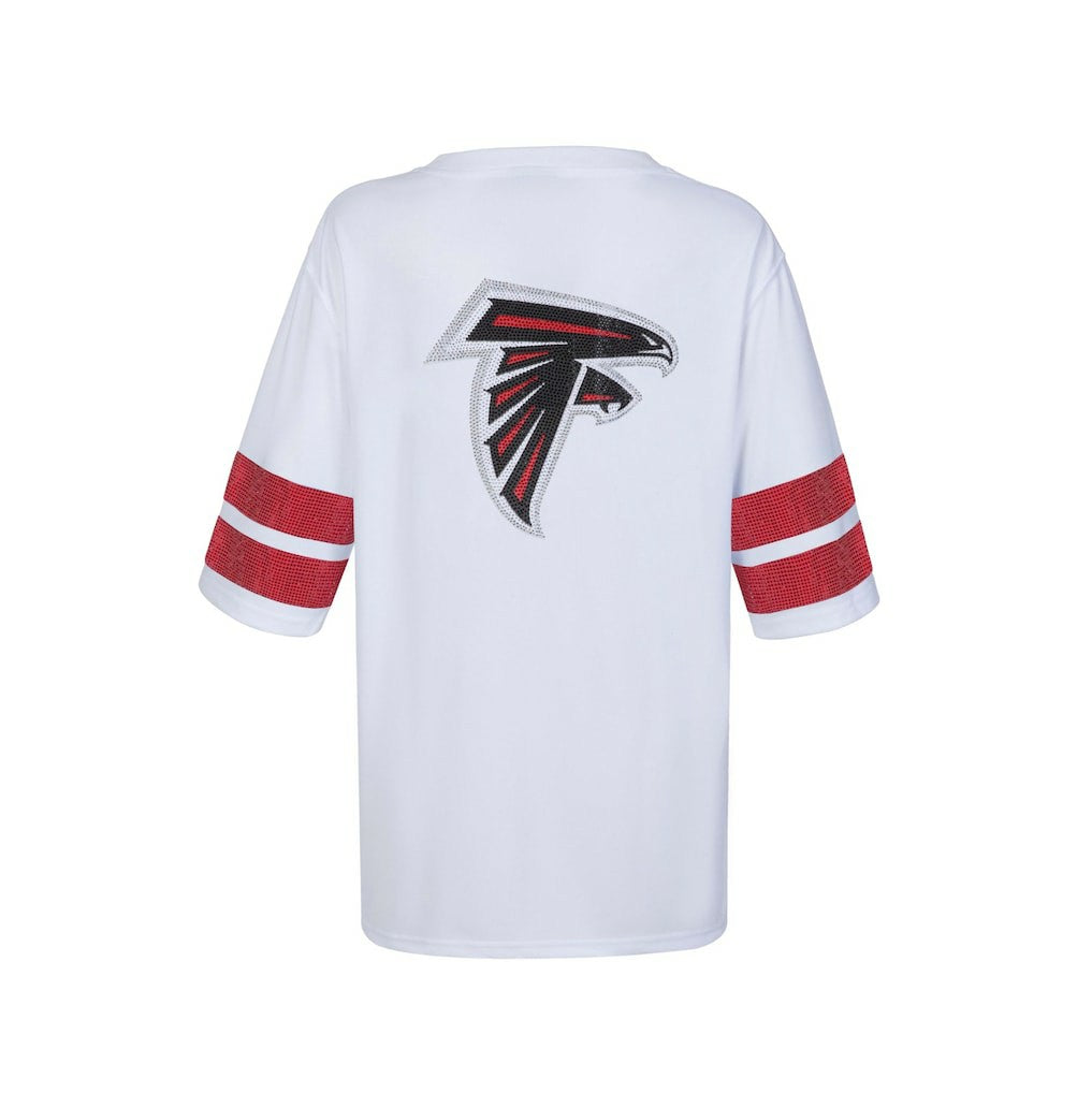 Atlanta Falcons Cuce Women's Rhinestone V-Neck Tunic White