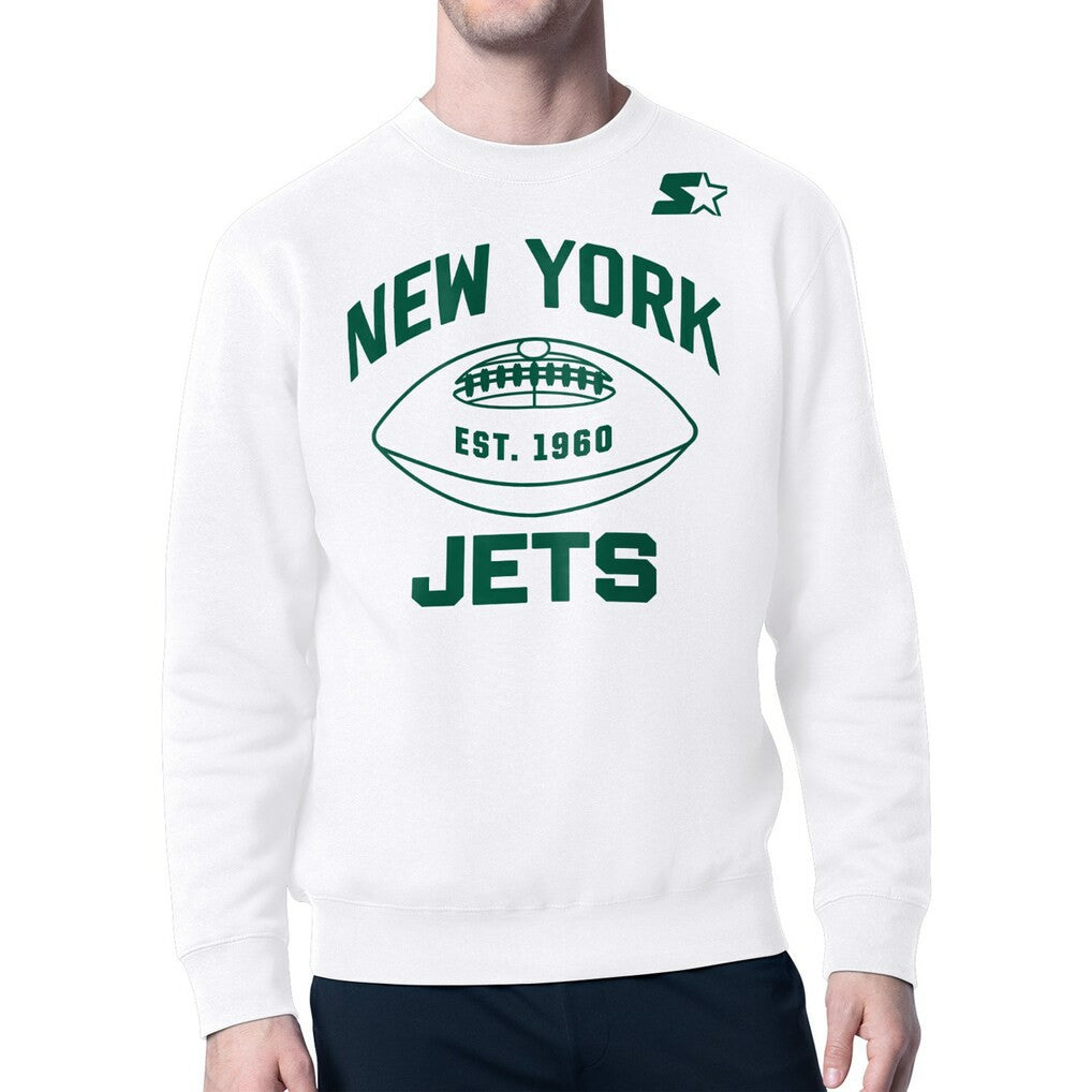 New York Jets Starter Green and White Forever Fleece Sweatshirt White