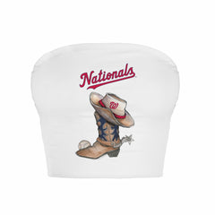 Washington Nationals Tiny Turnip Women's Cowboy Boot Crop Tube Top - White Tops