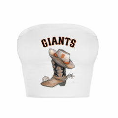 San Francisco Giants Tiny Turnip Women's Cowboy Boot Crop Tube Top - White Tops