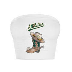 Athletics Tiny Turnip Women's Cowboy Boot Crop Tube Top - White Tops
