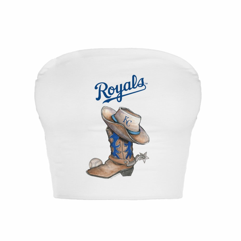 Kansas City Royals Tiny Turnip Women's Cowboy Boot Crop Tube Top - White Tops