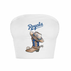 Kansas City Royals Tiny Turnip Women's Cowboy Boot Crop Tube Top - White Tops