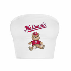 Washington Nationals Tiny Turnip Women's Teddy Bear Crop Tube Top - White Tops