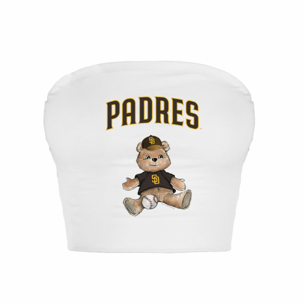 San Diego Padres Tiny Turnip Women's Teddy Bear Crop Tube Top - White Tops