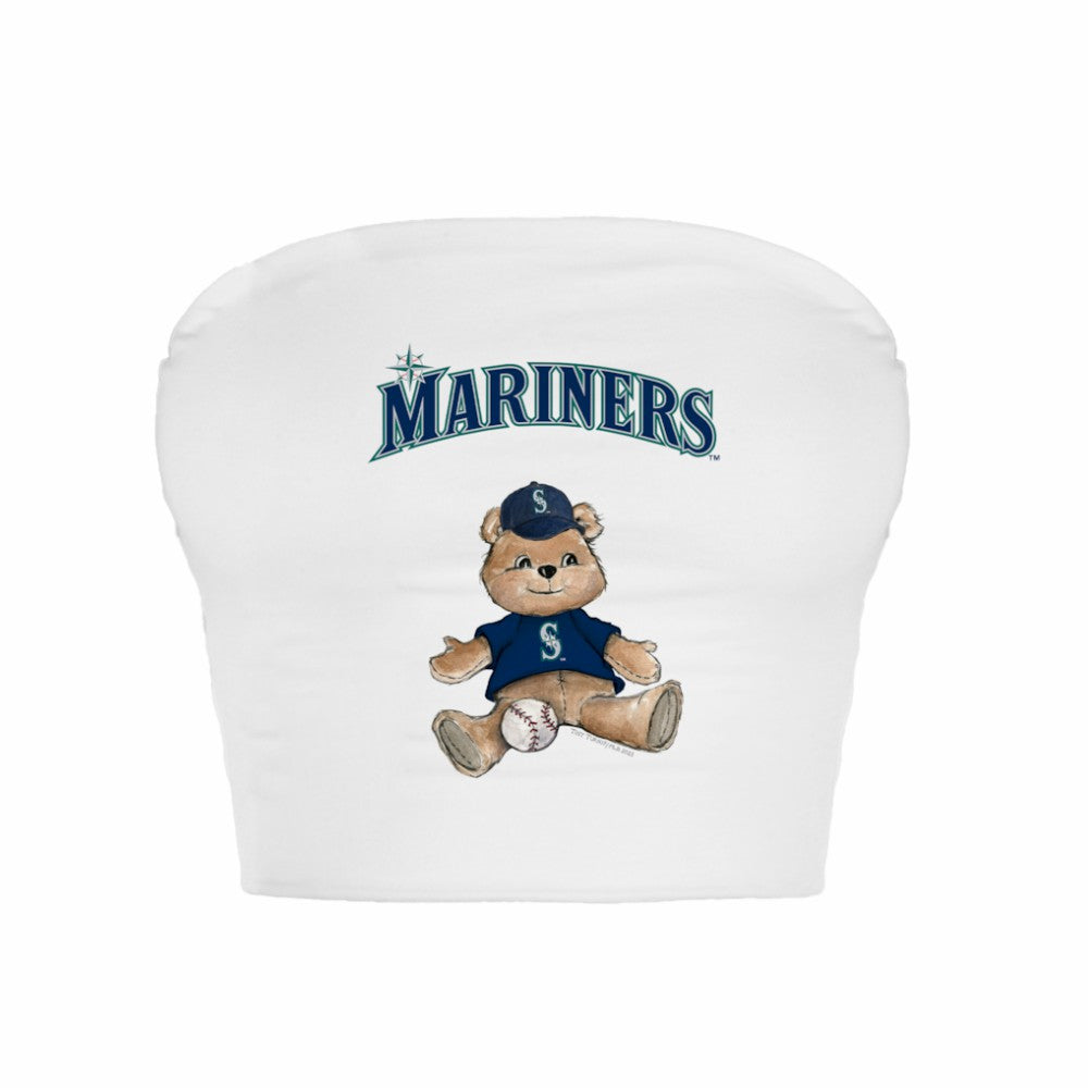 Seattle Mariners Tiny Turnip Women's Teddy Bear Crop Tube Top - White Tops