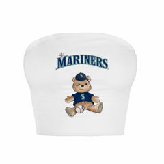 Seattle Mariners Tiny Turnip Women's Teddy Bear Crop Tube Top - White Tops