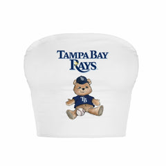 Tampa Bay Rays Tiny Turnip Women's Teddy Bear Crop Tube Top - White Tops