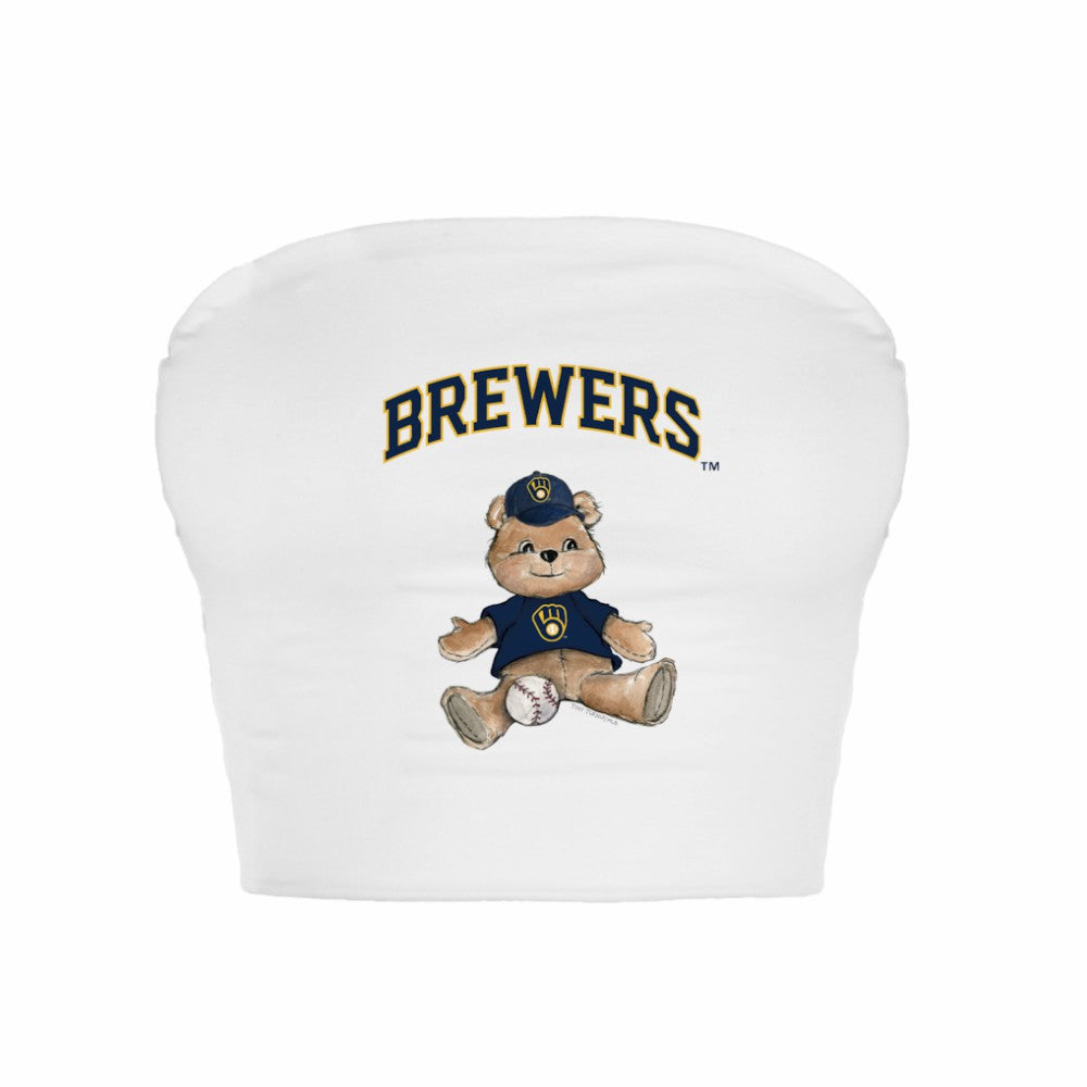 Milwaukee Brewers Tiny Turnip Women's Teddy Bear Crop Tube Top - White Tops