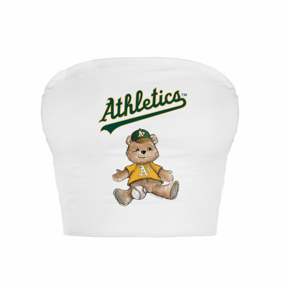Athletics Tiny Turnip Women's Teddy Bear Crop Tube Top - White Tops