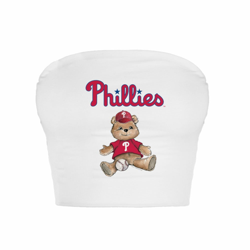 Philadelphia Phillies Tiny Turnip Women's Teddy Bear Crop Tube Top - White Tops