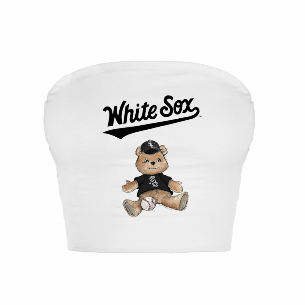 Chicago White Sox Tiny Turnip Women's Teddy Bear Crop Tube Top - White Tops