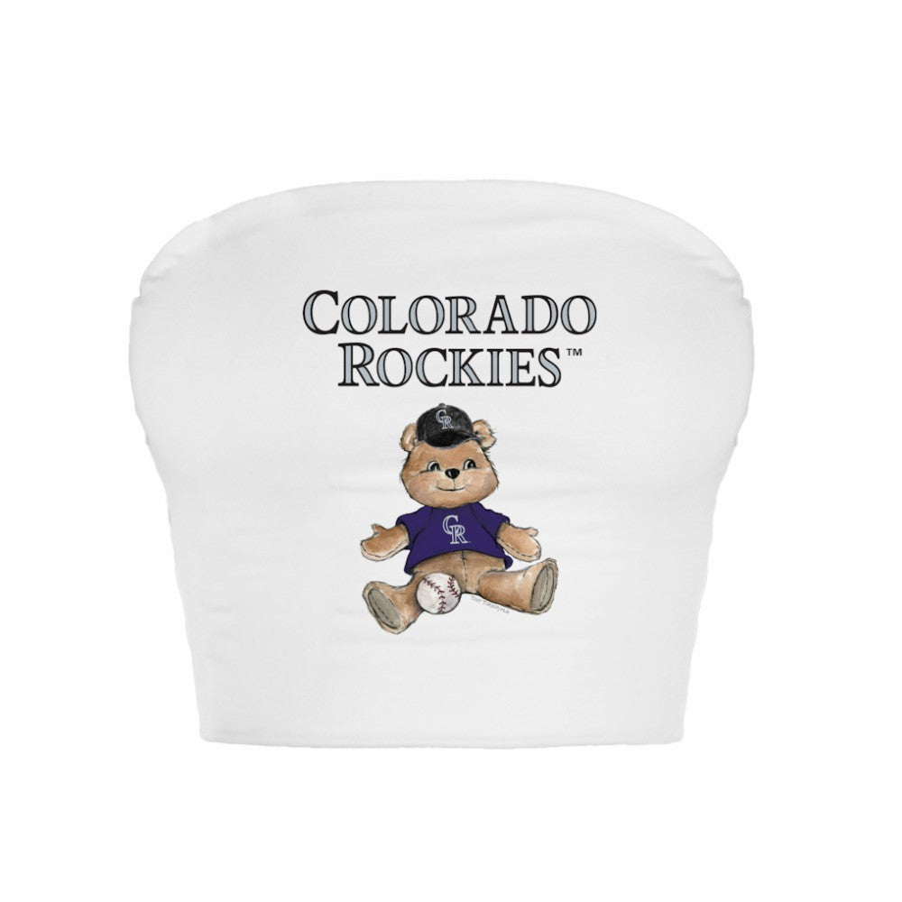 Colorado Rockies Tiny Turnip Women's Teddy Bear Crop Tube Top - White Tops