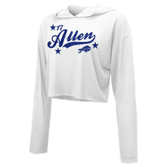 Josh Allen Buffalo Bills Majestic Threads Women's Glitter Wordmark Hoodie White