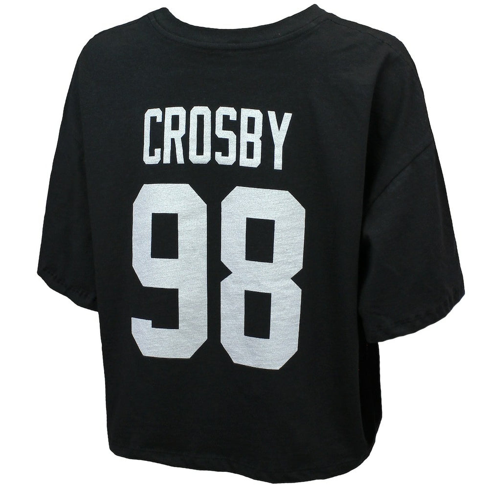 Maxx Crosby Las Vegas Raiders Majestic Threads Women's Swarovski Crystals Boxy Cropped Name & Number T-Shirt Black