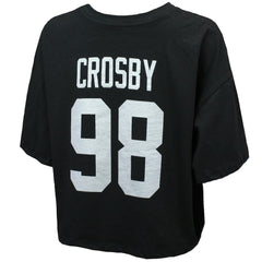 Maxx Crosby Las Vegas Raiders Majestic Threads Women's Swarovski Crystals Boxy Cropped Name & Number T-Shirt Black