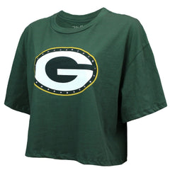 Jordan Love Green Bay Packers Majestic Threads Women's Swarovski Crystals Boxy Cropped Name & Number T-Shirt Green