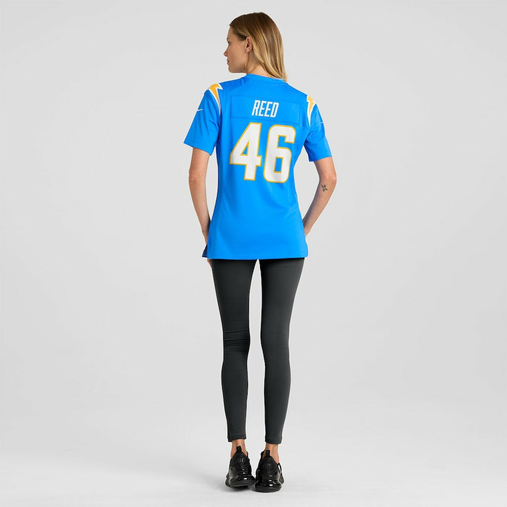 Nikko Reed Los Angeles Chargers Women's Team Game Jersey Powder Blue