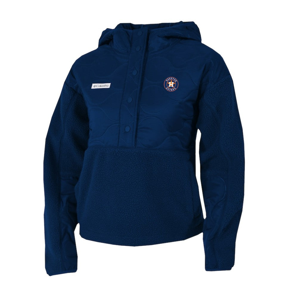 Houston Astros Columbia Women's Cloud Point Hooded Fleece Half-Snap Pullover Jacket - Navy Jackets