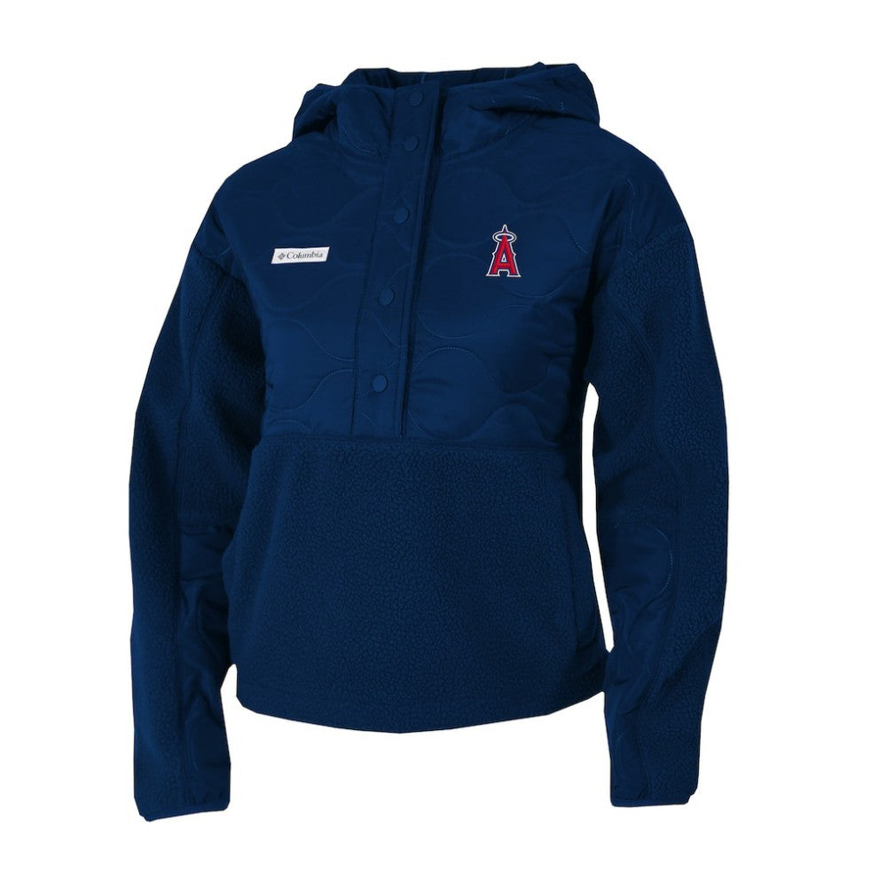 Los Angeles Angels Columbia Women's Cloud Point Hooded Fleece Half-Snap Pullover Jacket - Navy Jackets