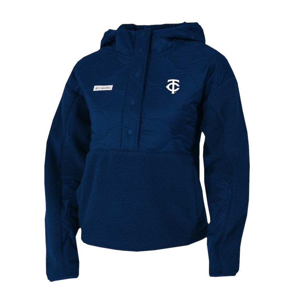 Minnesota Twins Columbia Women's Cloud Point Hooded Fleece Half-Snap Pullover Jacket - Navy Jackets