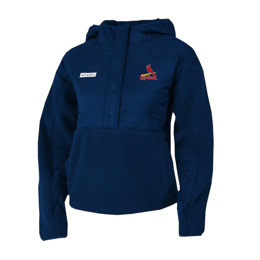 St. Louis Cardinals Columbia Women's Cloud Point Hooded Fleece Half-Snap Pullover Jacket - Navy Jackets