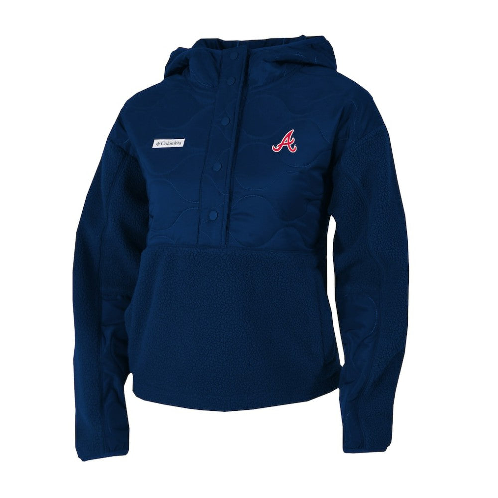 Atlanta Braves Columbia Women's Cloud Point Hooded Fleece Half-Snap Pullover Jacket - Navy Jackets