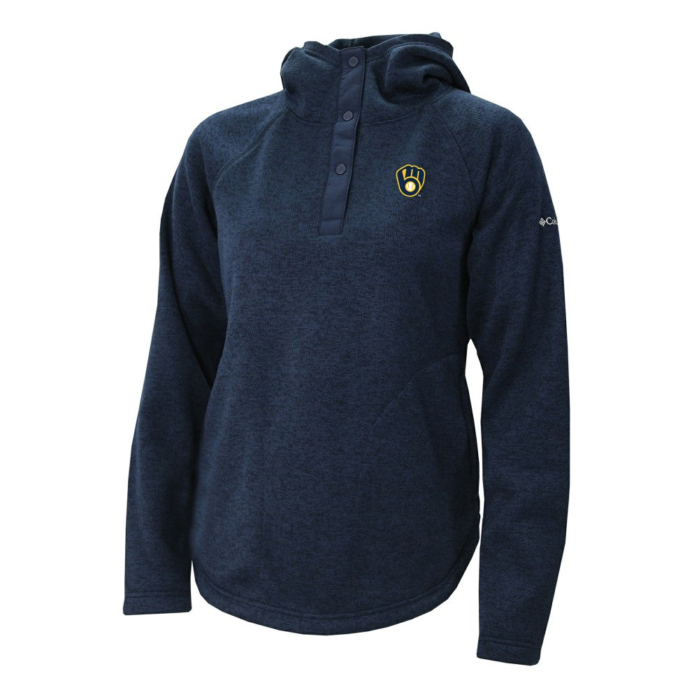 Milwaukee Brewers Columbia Women's Half-Snap Pullover Hoodie - Navy Hoodies
