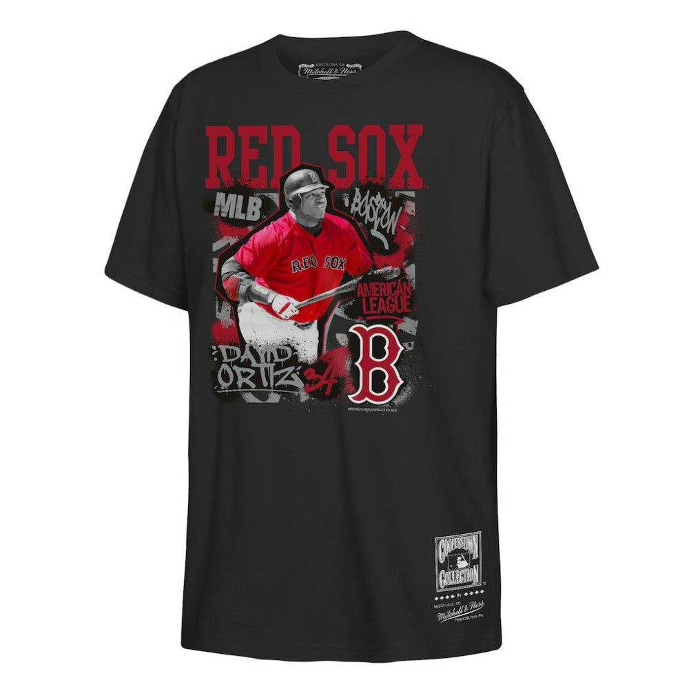 David Ortiz Boston Red Sox Mitchell & Ness Youth Cooperstown Star Moment T-Shirt - Black T-shirts