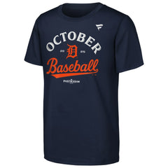 Detroit Tigers Fanatics Youth 2025 MLB Postseason Locker Room T-Shirt - Navy T-shirts