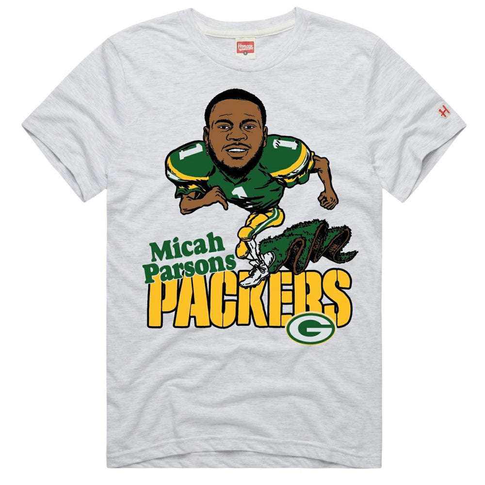 Micah Parsons Green Bay Packers Homage Unisex Caricature Player Graphic Tri-Blend T-Shirt Ash