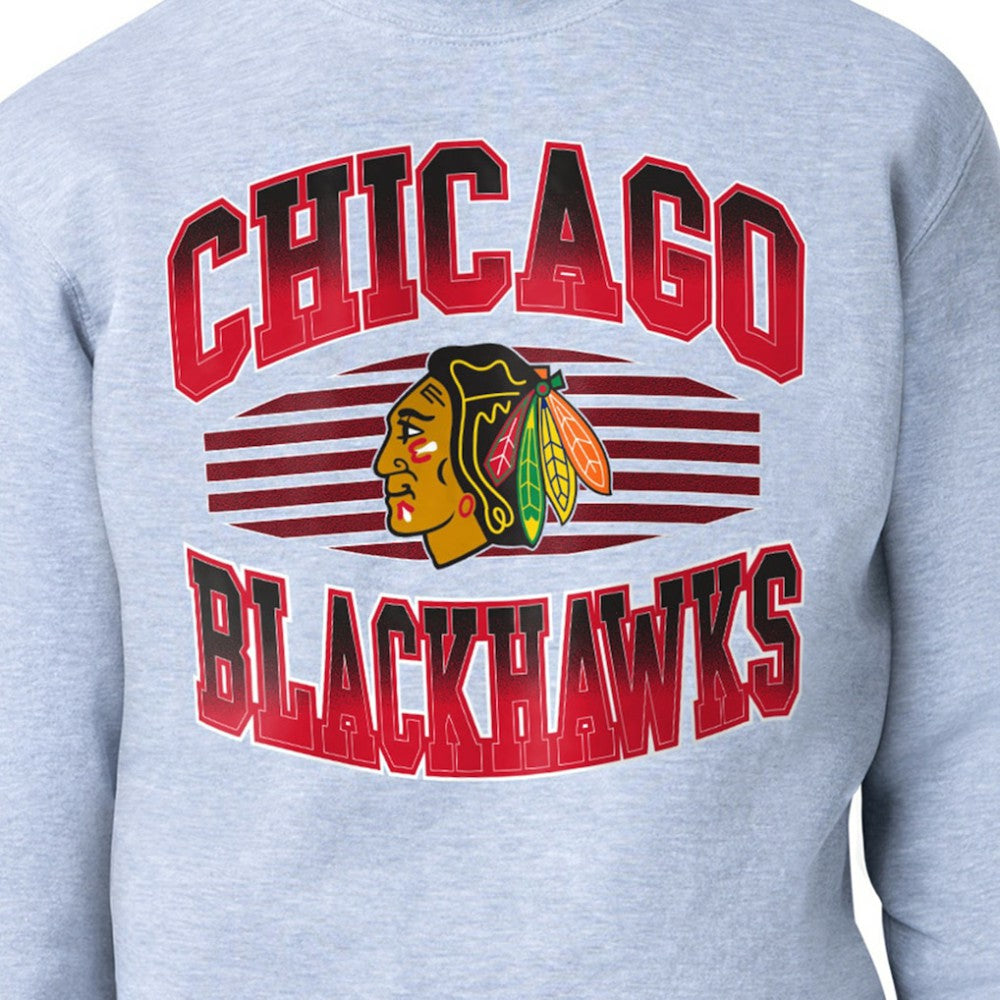 NHL Chicago Blackhawks Starter Team Grit Graphic Fleece Pullover Sweatshirt - Gray