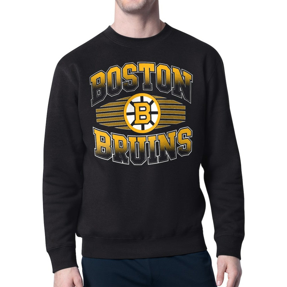 NHL Boston Bruins Starter Team Grit Graphic Fleece Pullover Sweatshirt - Black