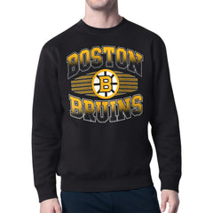 NHL Boston Bruins Starter Team Grit Graphic Fleece Pullover Sweatshirt - Black