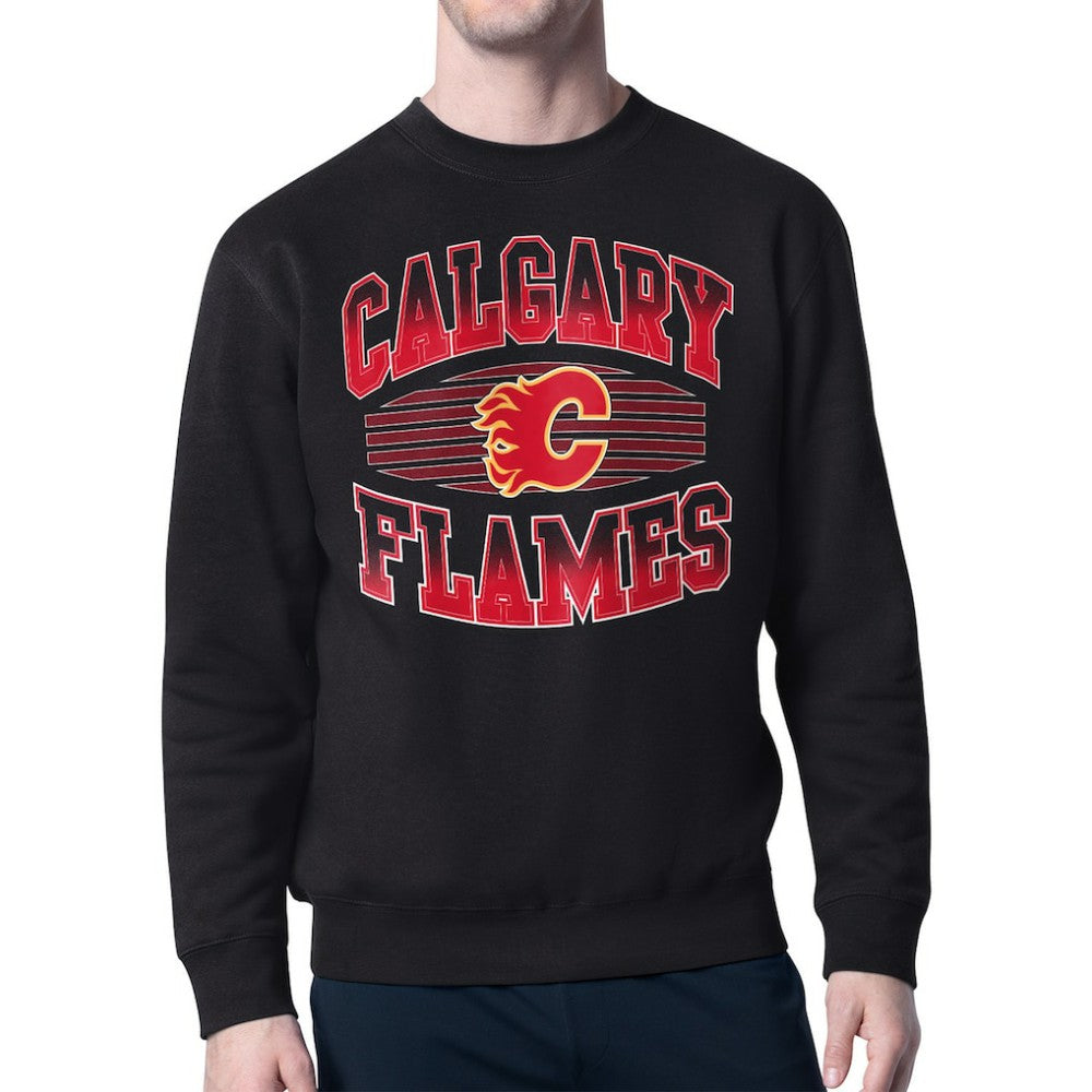 NHL Calgary Flames Starter Team Grit Graphic Fleece Pullover Sweatshirt - Black