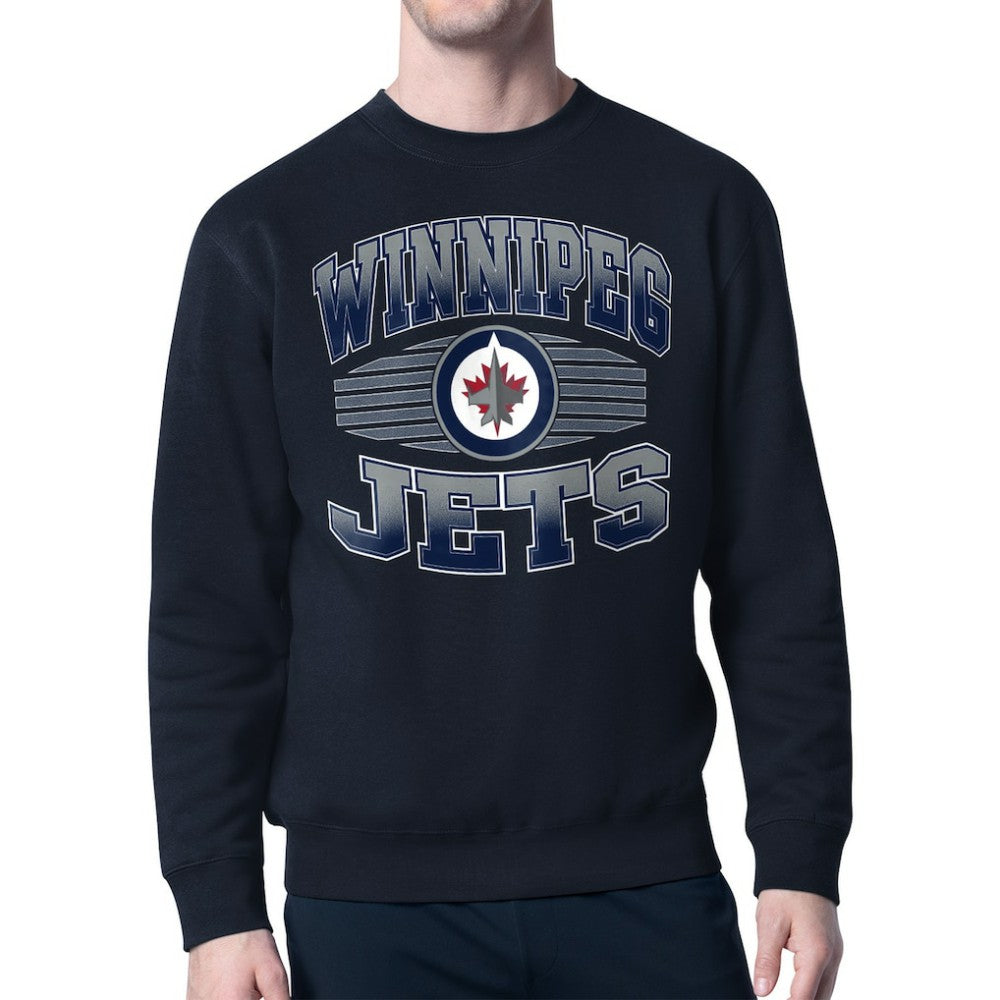NHL Winnipeg Jets Starter Team Grit Graphic Fleece Pullover Sweatshirt - Navy