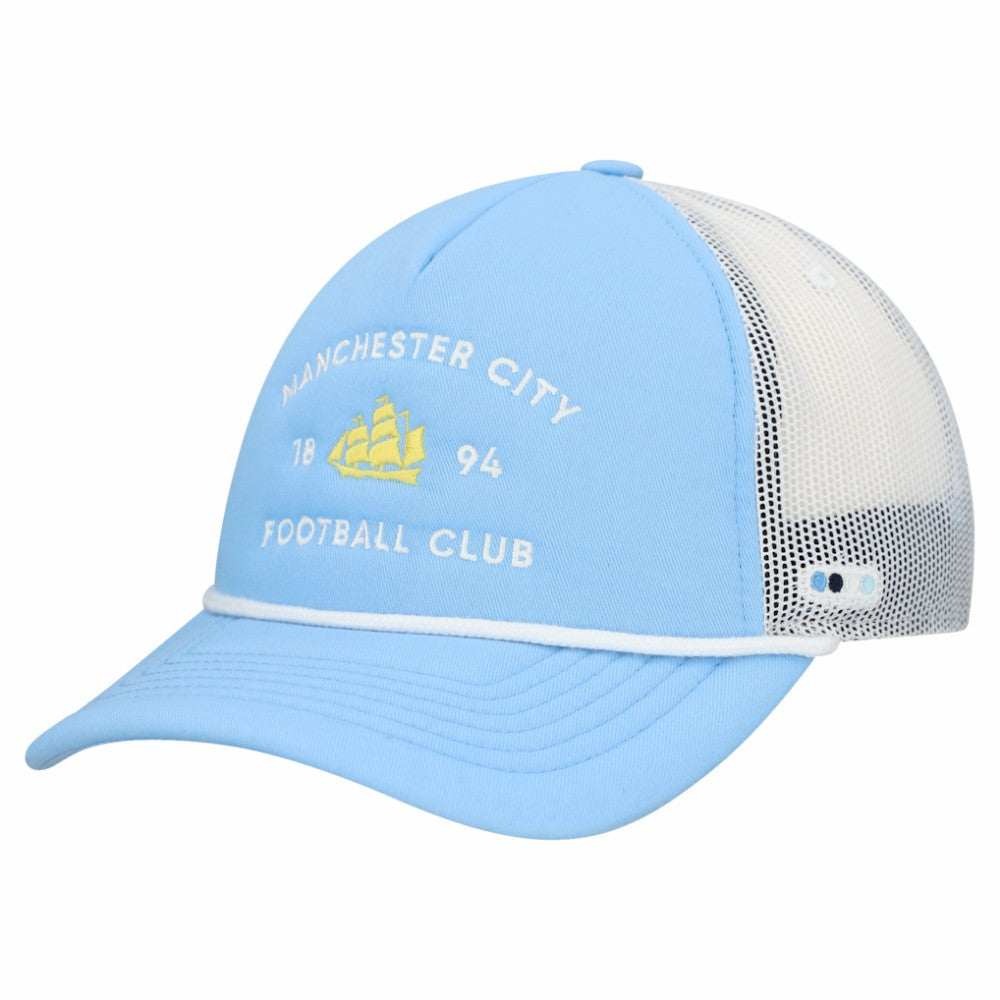Manchester City Unisex Free Rider Trucker Snapback Hat Light Blue shop