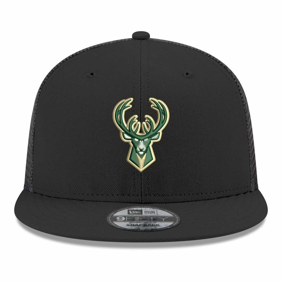 Milwaukee Bucks Core Logo Meshback 9FIFTY Snapback Hat Black